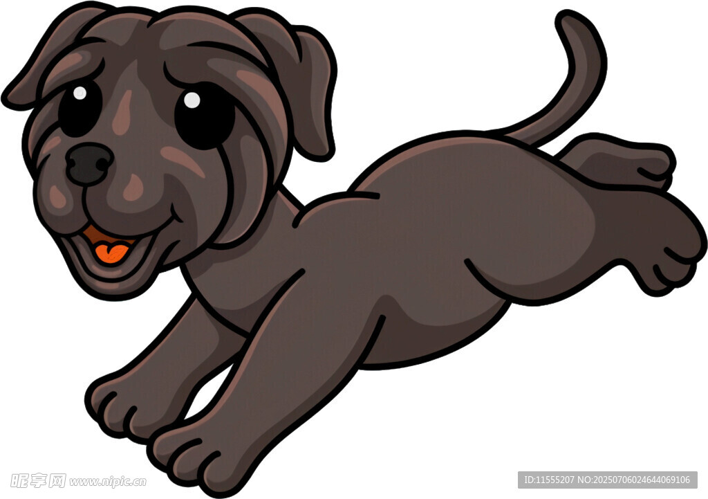奔跑的黑色卡通小狗