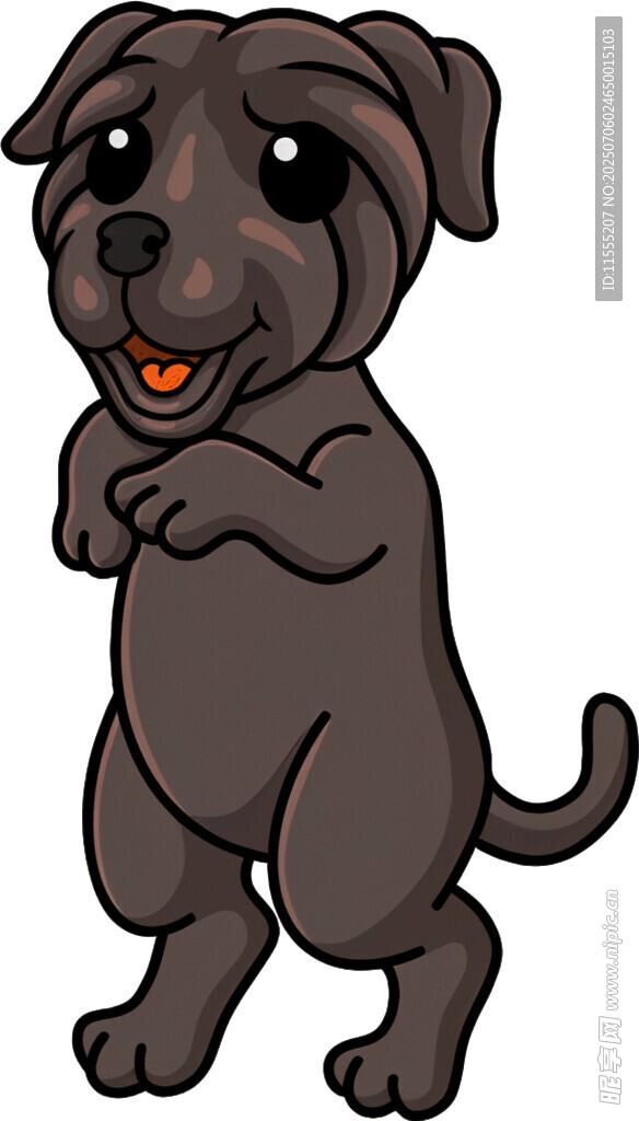 站立的可爱卡通小狗