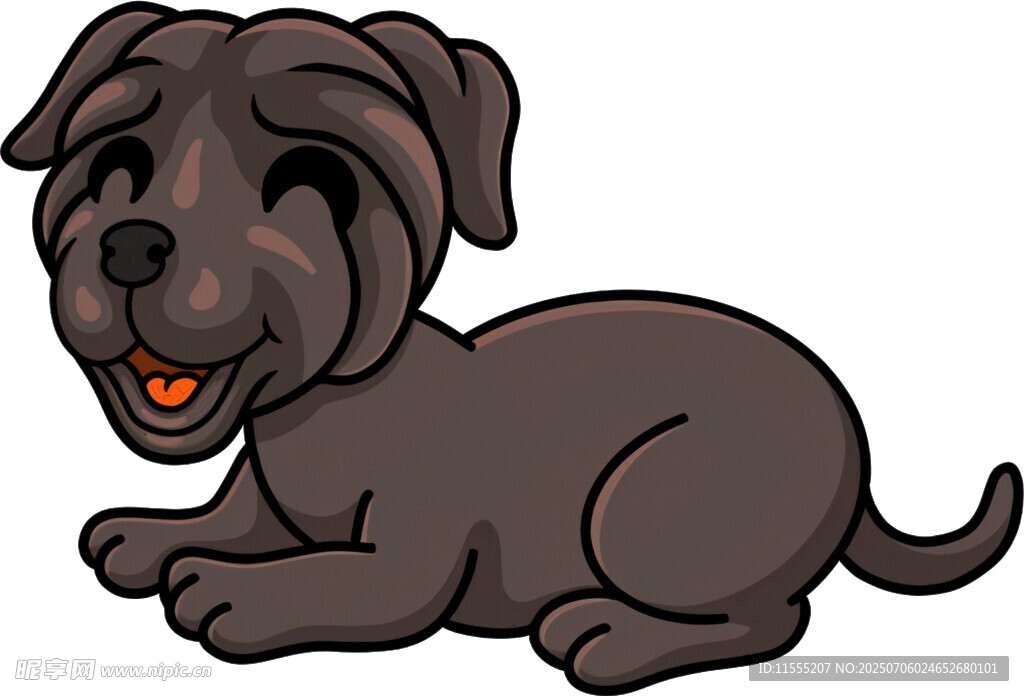 趴着的可爱黑色小狗