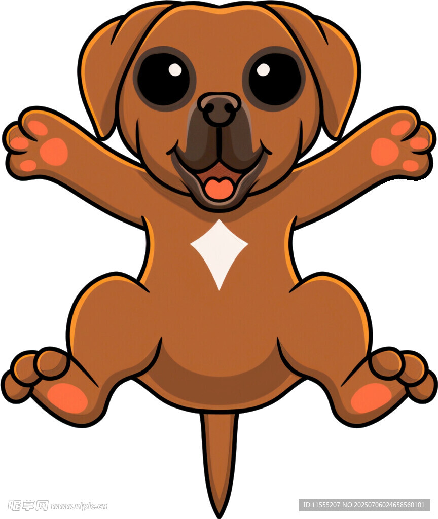 可爱小狗张开四肢萌态