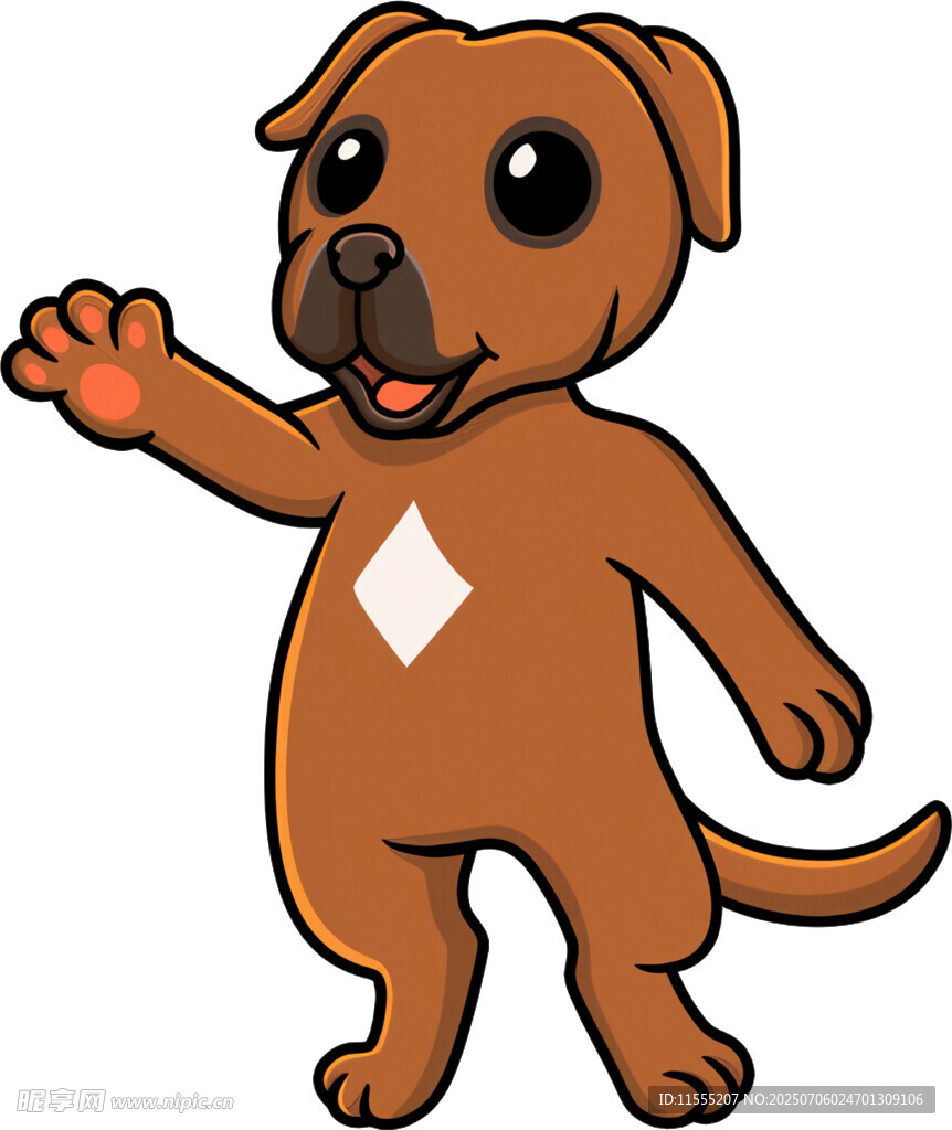 挥手的棕色小狗