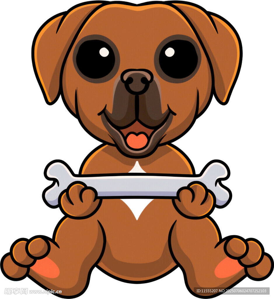 可爱小狗抱骨头