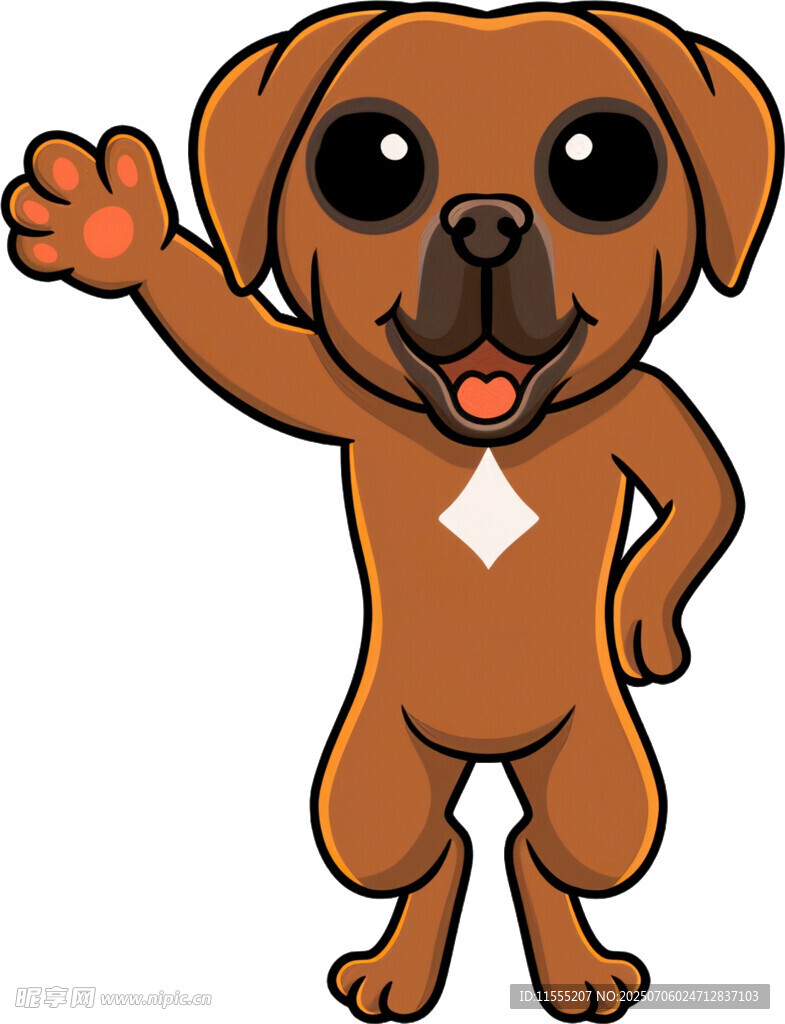 可爱小狗挥手打招呼