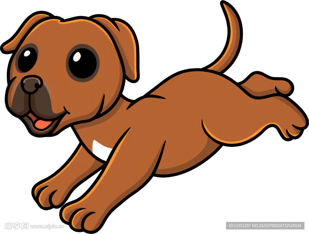 奔跑的棕色卡通小狗