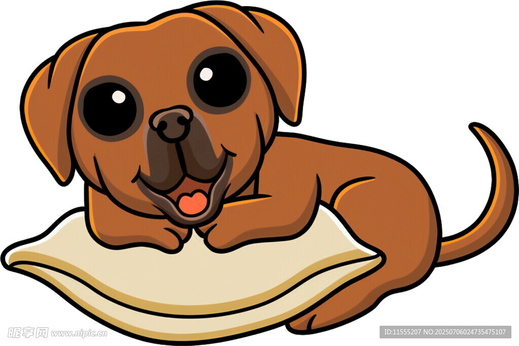 趴着的可爱卡通小狗