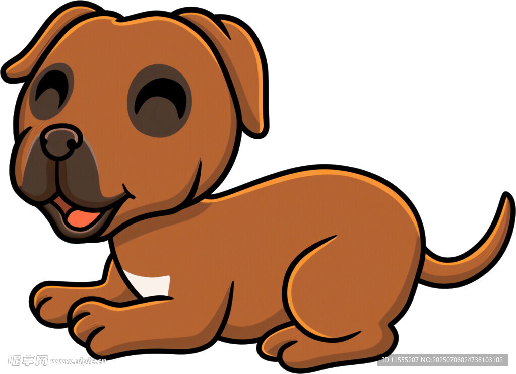 趴着的可爱棕色卡通小狗