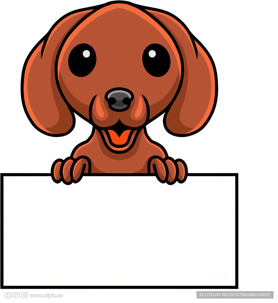 腊肠犬举空白标牌