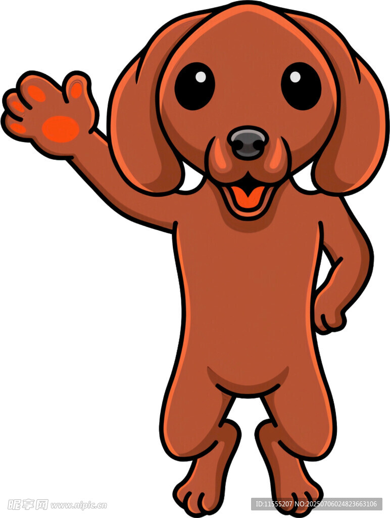 挥手的可爱腊肠犬