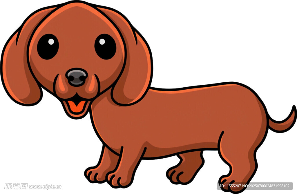 可爱棕色腊肠犬卡通形象