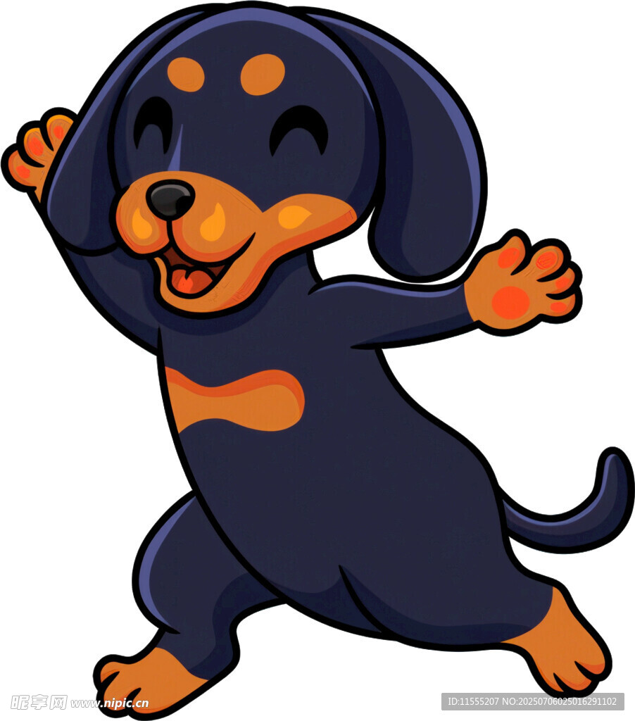 欢快跳跃的卡通小狗