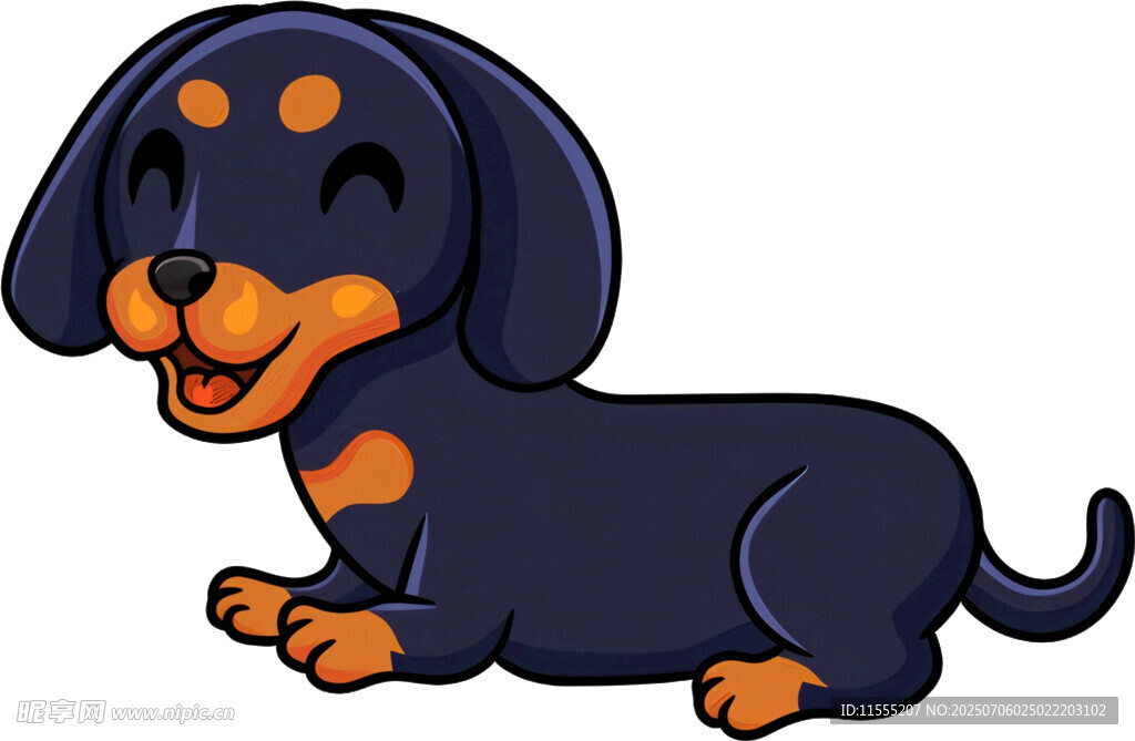 可爱黑棕斑点腊肠犬