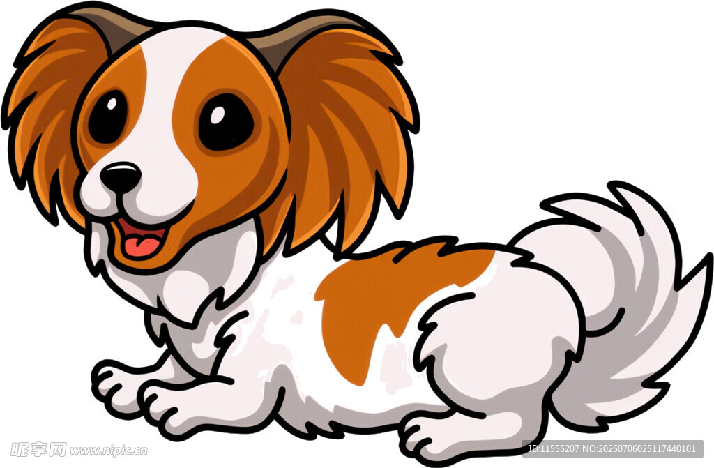 可爱躺卧的棕白相间小狗