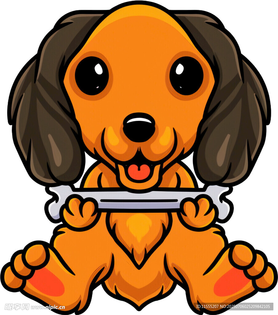 可爱小狗叼着骨头