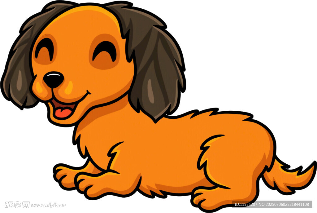 趴着的可爱卡通小狗