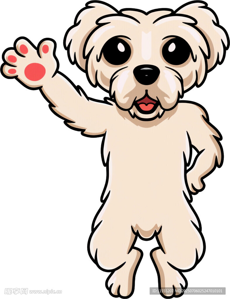 挥手小狗卡通形象