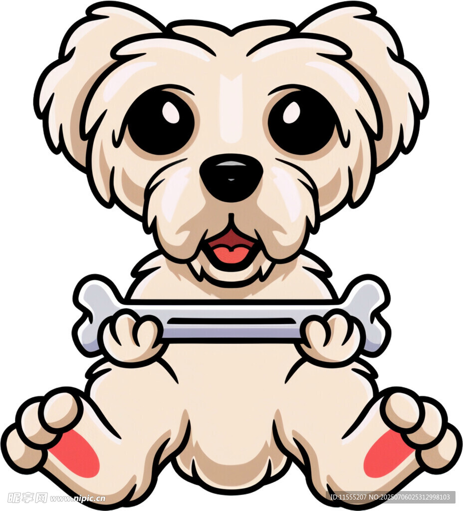 可爱小狗抱骨头