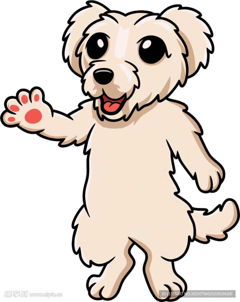 挥手的可爱小狗