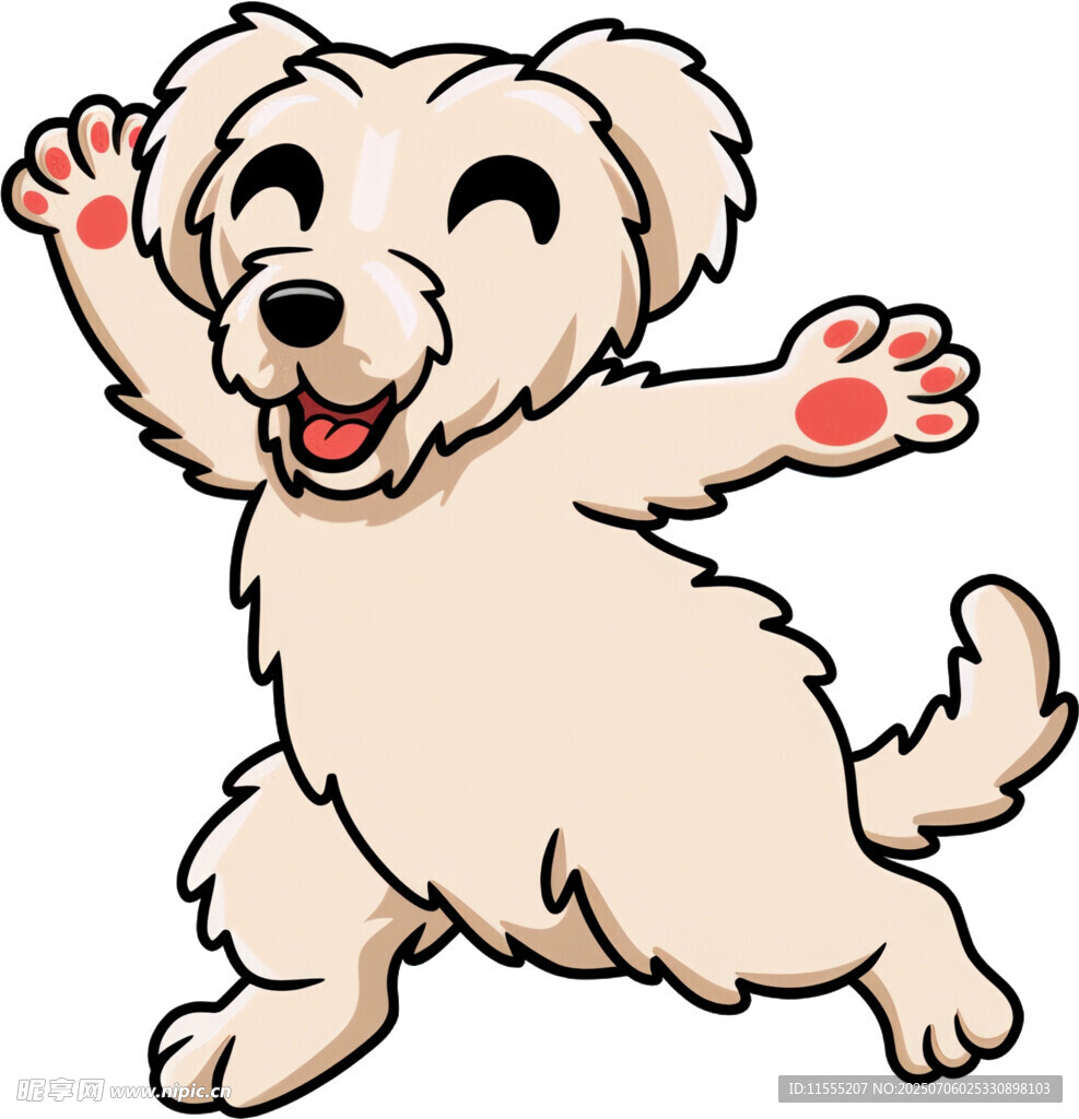 欢快小狗张开爪子迎接