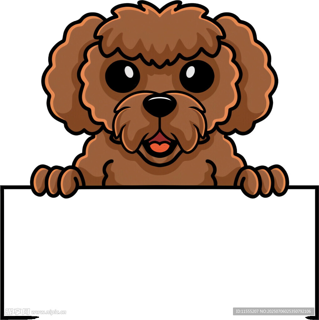 可爱小狗举空白标牌