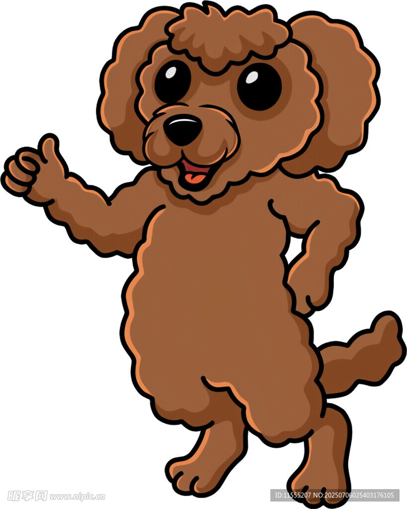 可爱棕色泰迪犬欢快招手