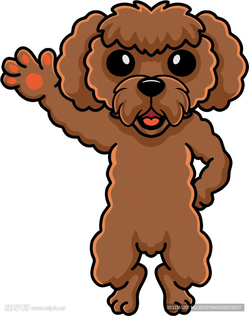 挥手的棕色小狗