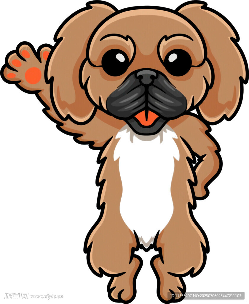 可爱小狗挥手打招呼