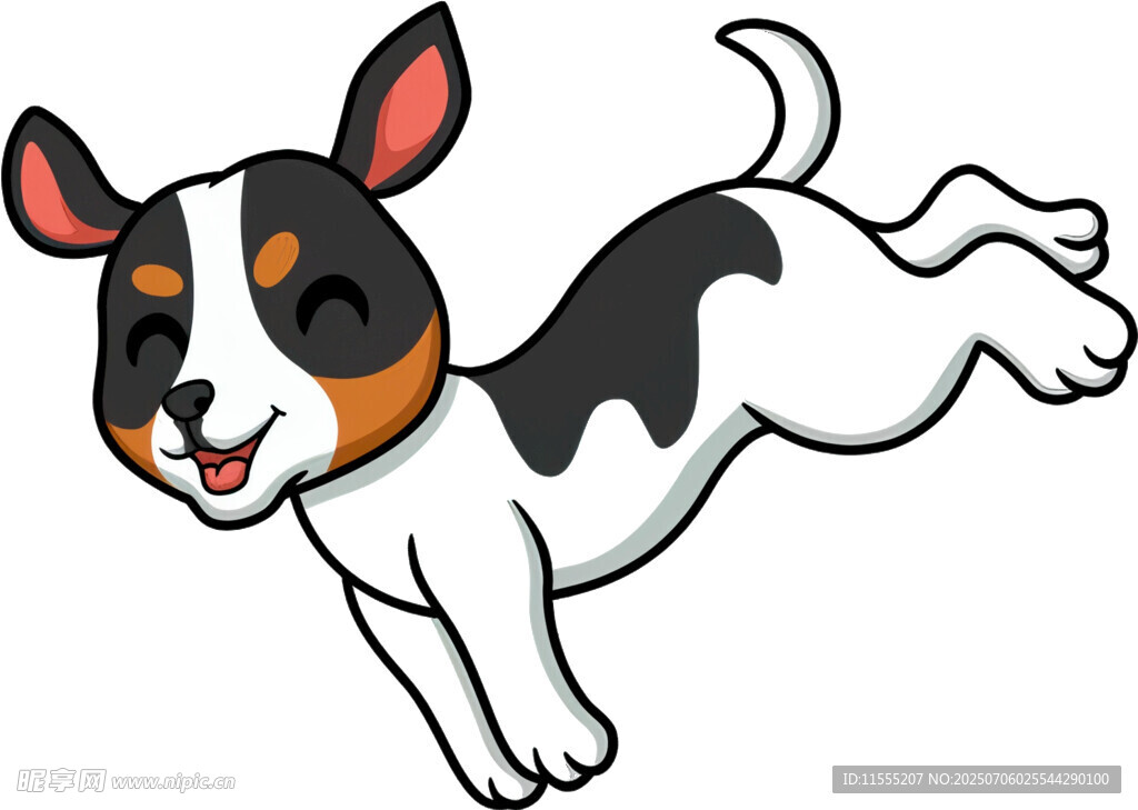 跳跃的三色小狗