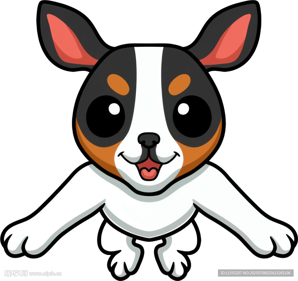 可爱跳跃的三色小狗