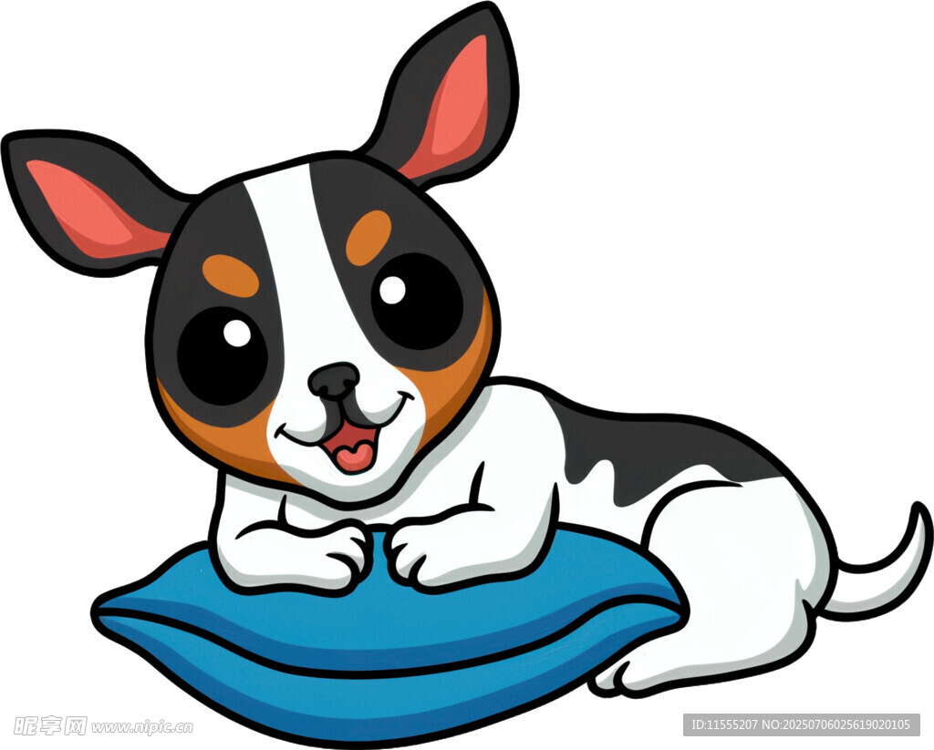 趴着的可爱三色小狗