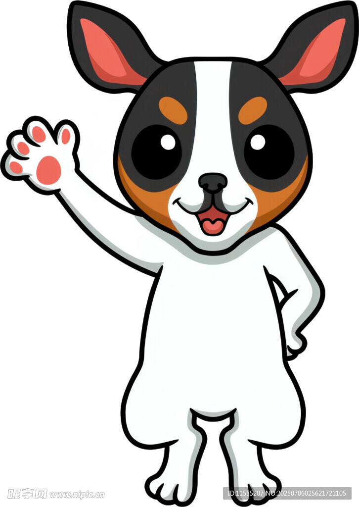 可爱招手小狗卡通形象