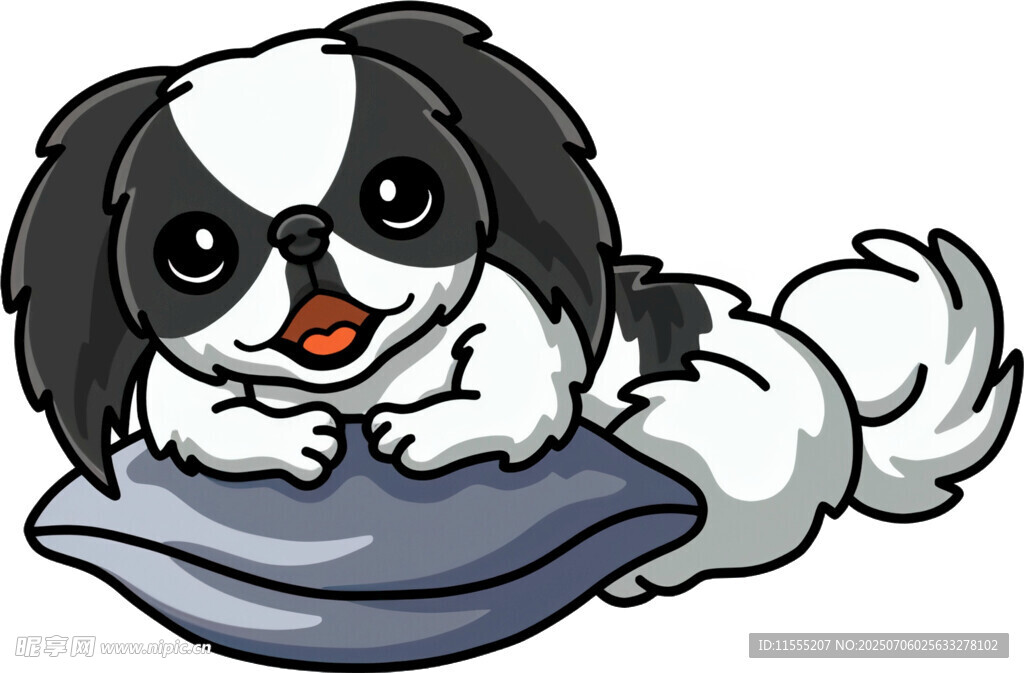 趴着的可爱黑白小狗