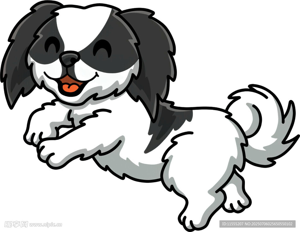 跳跃的可爱黑白小狗