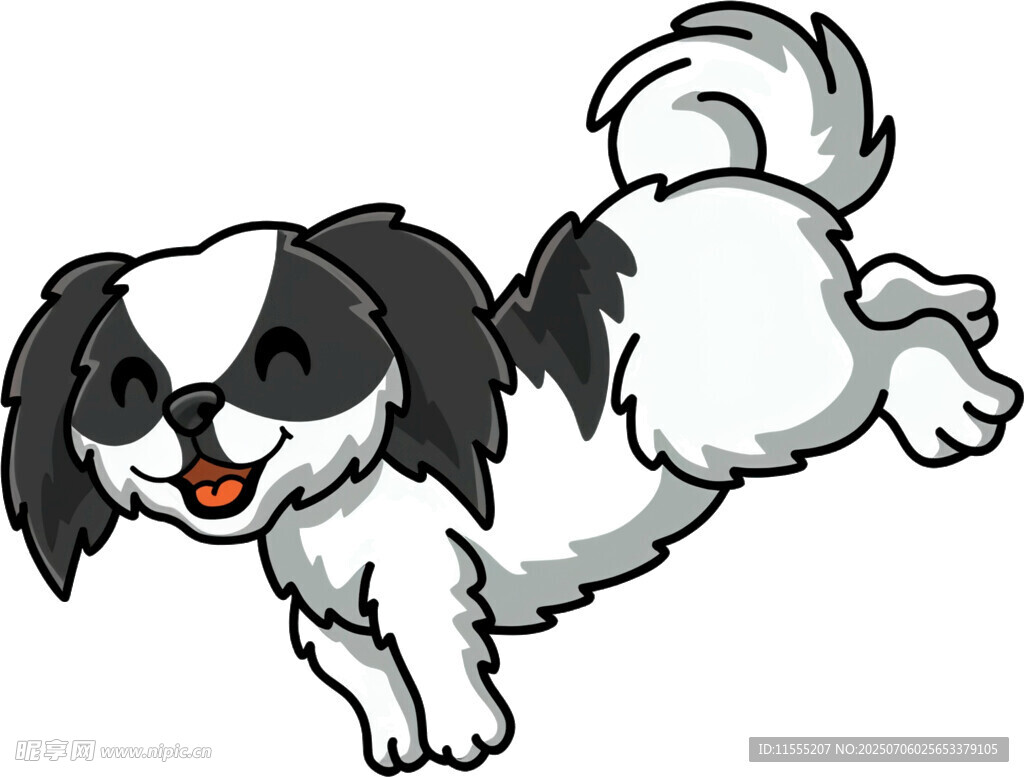 跳跃的可爱黑白小狗