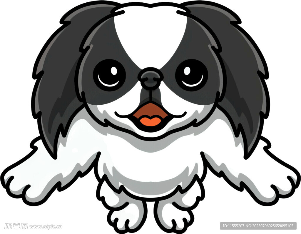 可爱黑白小狗张开双臂
