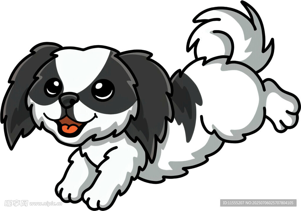 奔跑的可爱黑白小狗