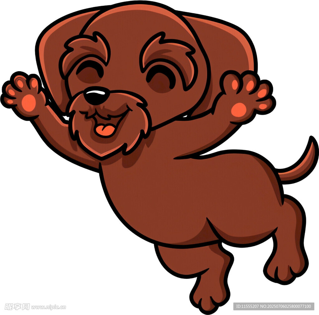 欢快跳跃的棕色小狗