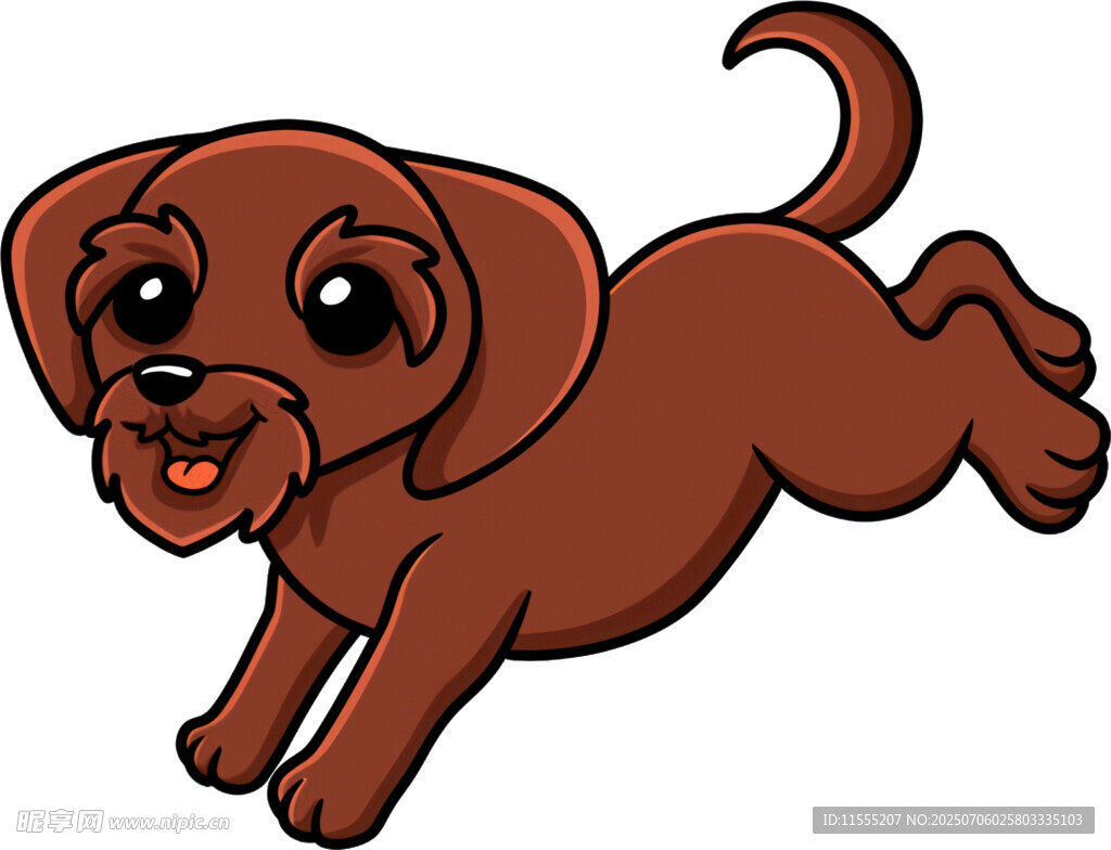 奔跑的棕色卡通小狗