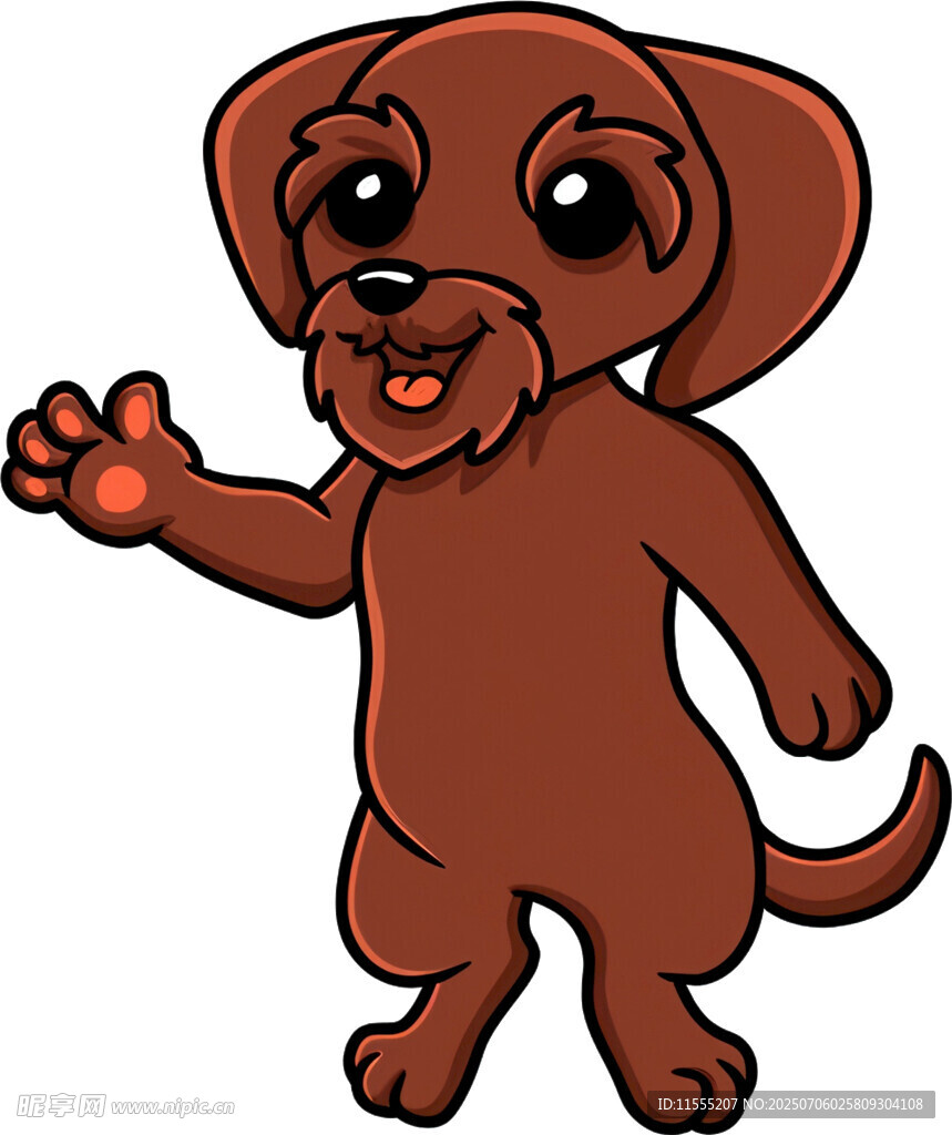 可爱棕色小狗挥手示意