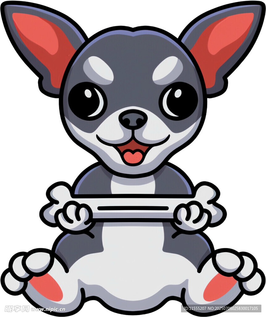 可爱小狗抱骨头