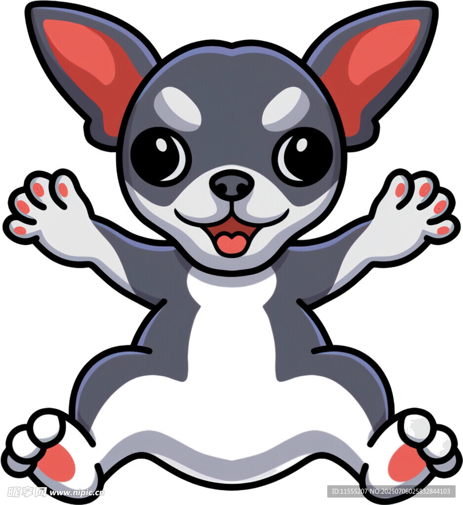 可爱吉娃娃小狗张开双手