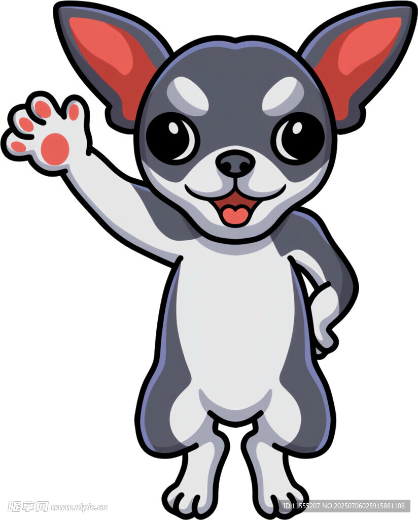 挥手的卡通吉娃娃