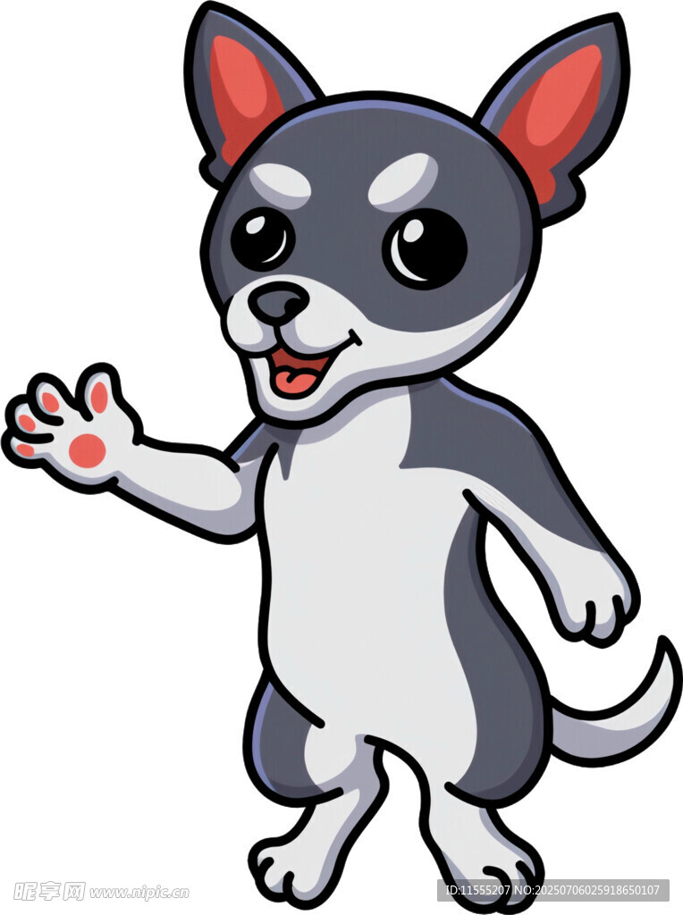 可爱卡通小狗挥手示意