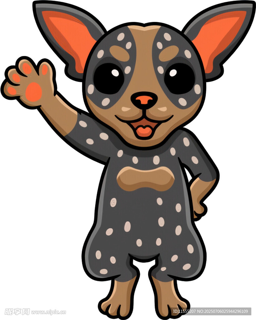 挥手的斑点小狗卡通形象
