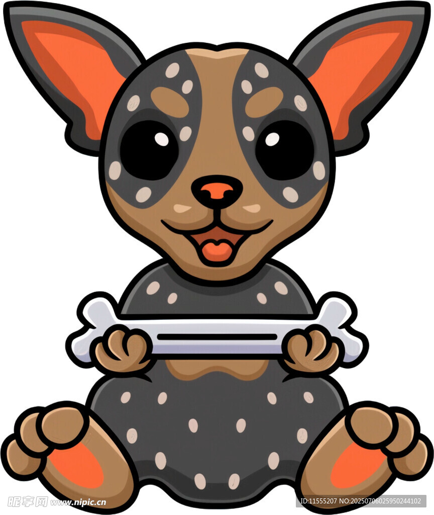 可爱斑点小狗抱骨头