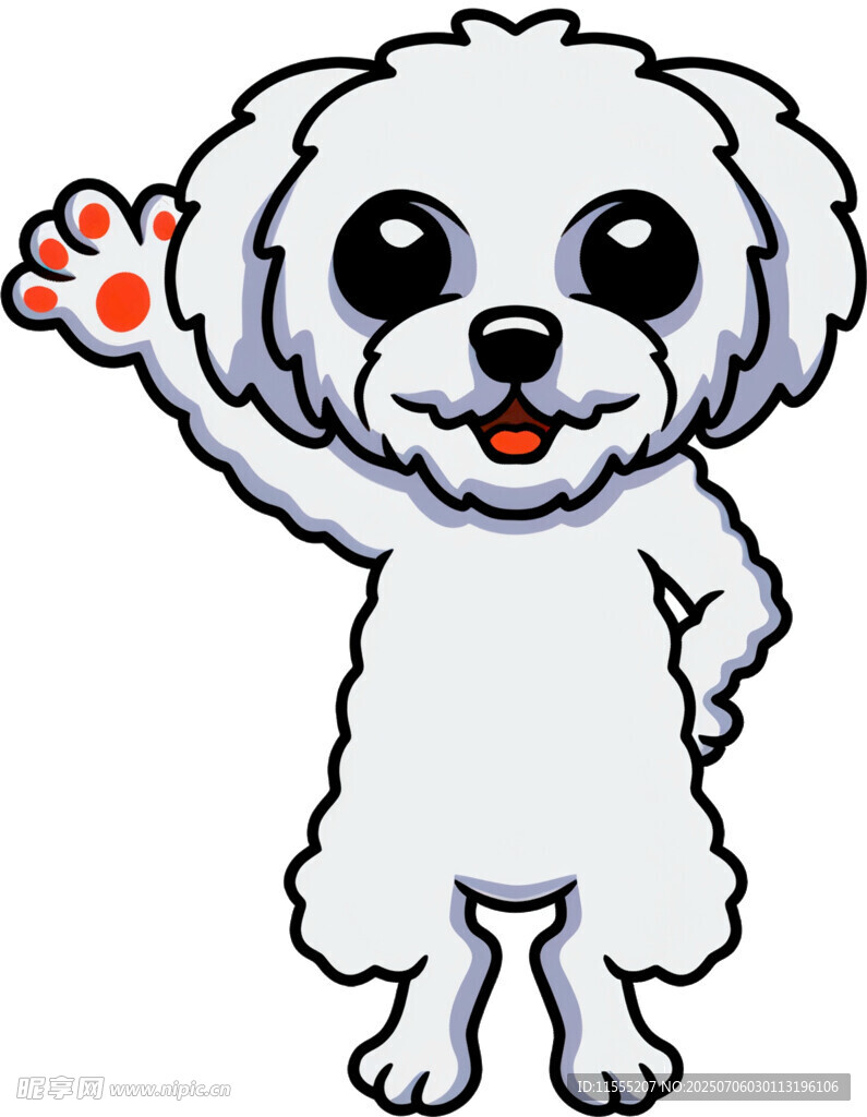 挥手的可爱卡通小狗