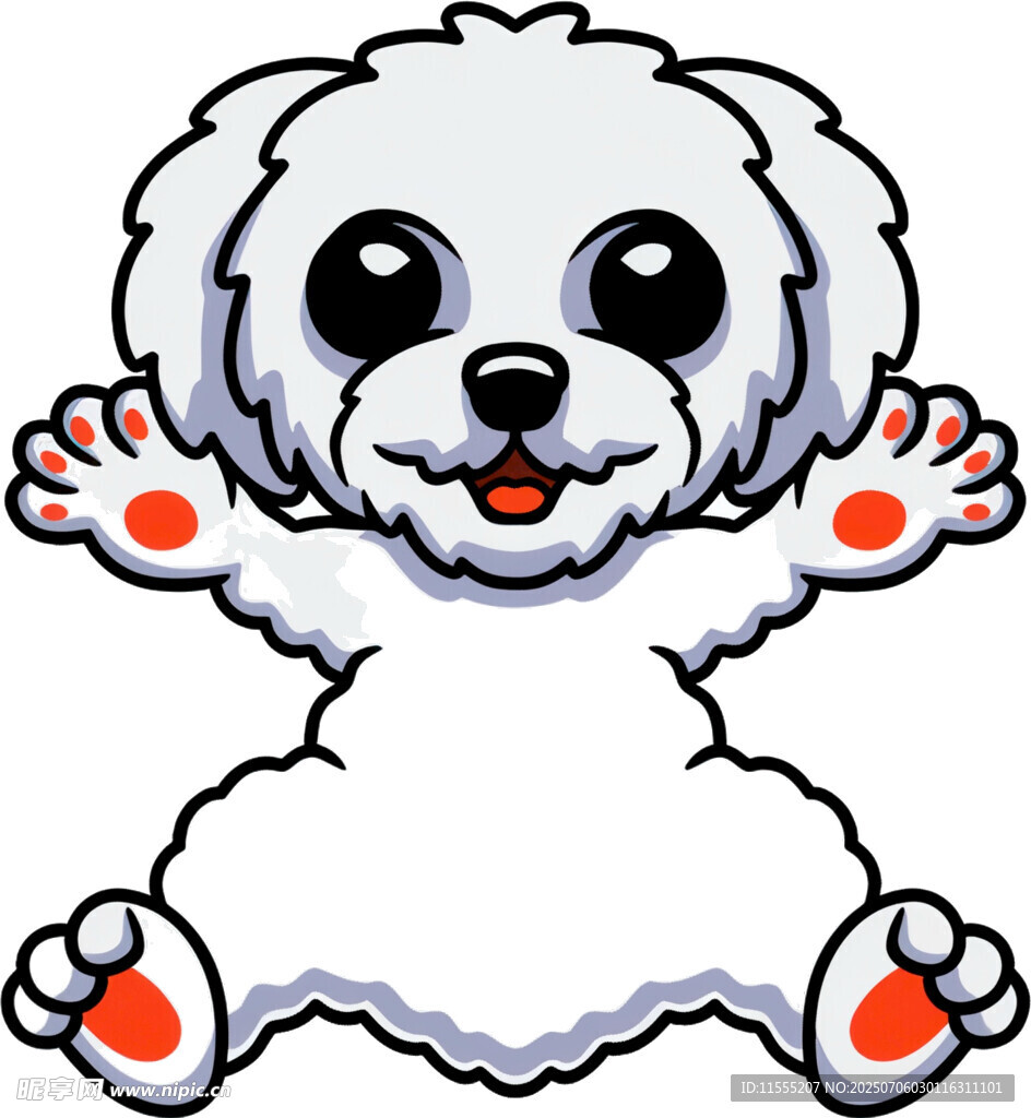 可爱小白狗张开手脚卖萌