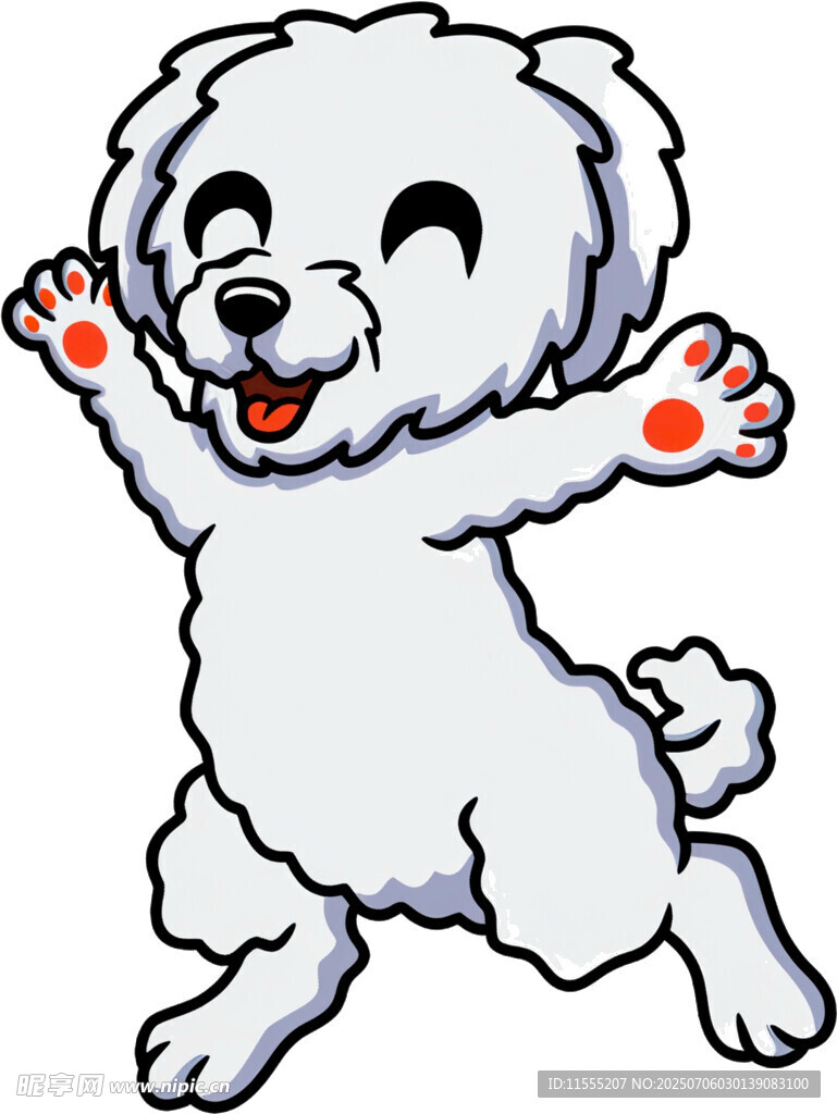 欢快跳跃的白色小狗