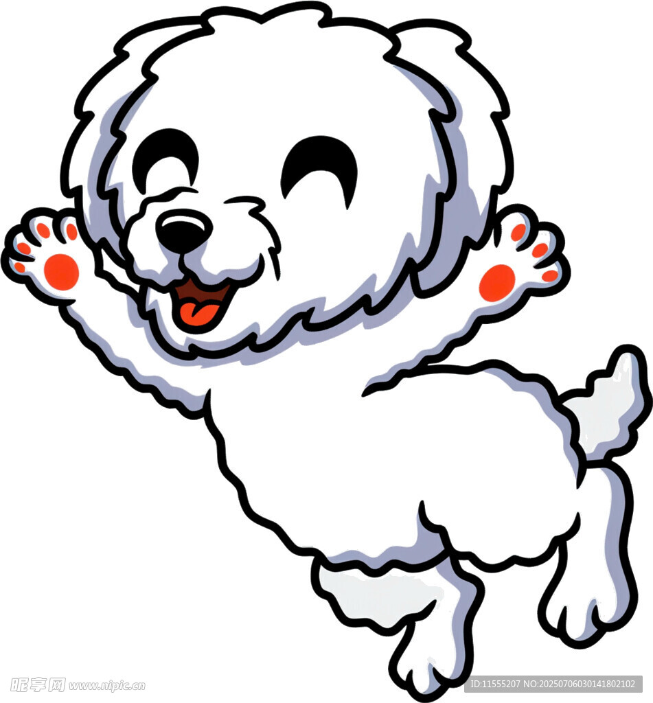 欢快跳跃的卡通小狗