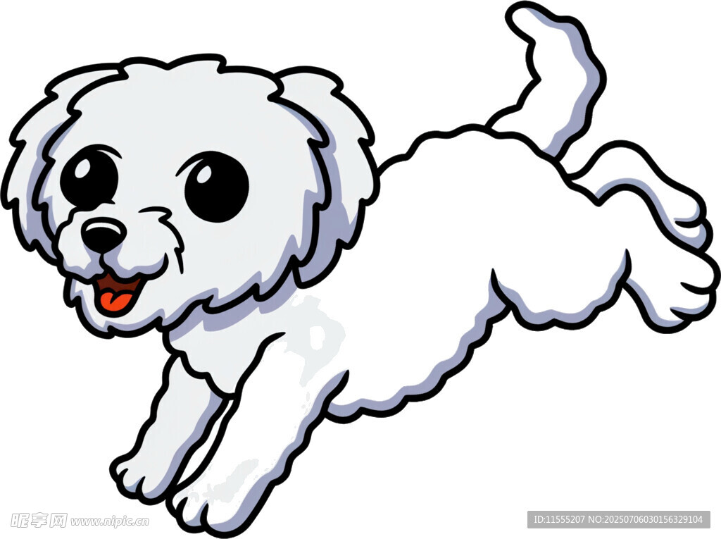 奔跑的可爱小白狗