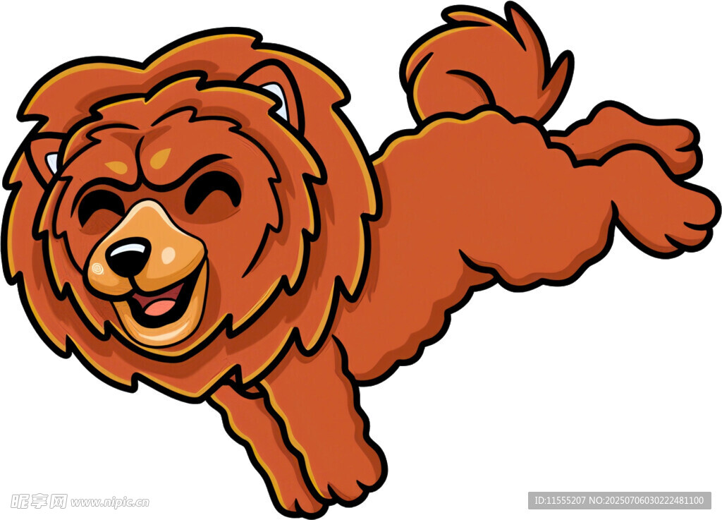 奔跑的棕色卡通小狗